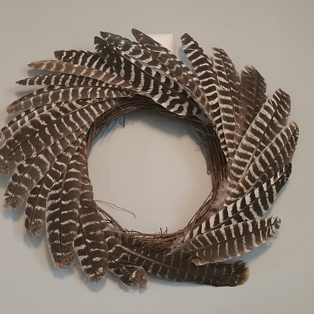 Genuine turkey wing feathers wreath